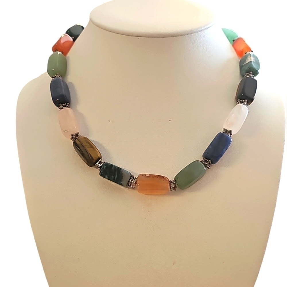 Vintage statement substantial gemstone necklace